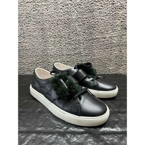 Anthropologie D.A.T.E. Faux Fur Buckle Lace Up Sneakers Black Womens Size 9.5 US